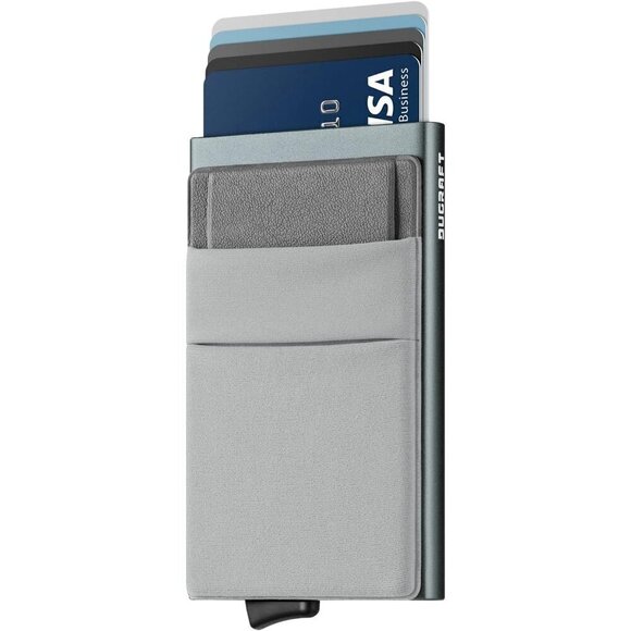 Men Grey Minimalist Card Wallet Card Holder Pop Up with Money Front Credit Card - Picture 1 of 7